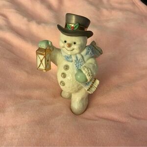 Lenox Snowman Figurine with Gold Lantern